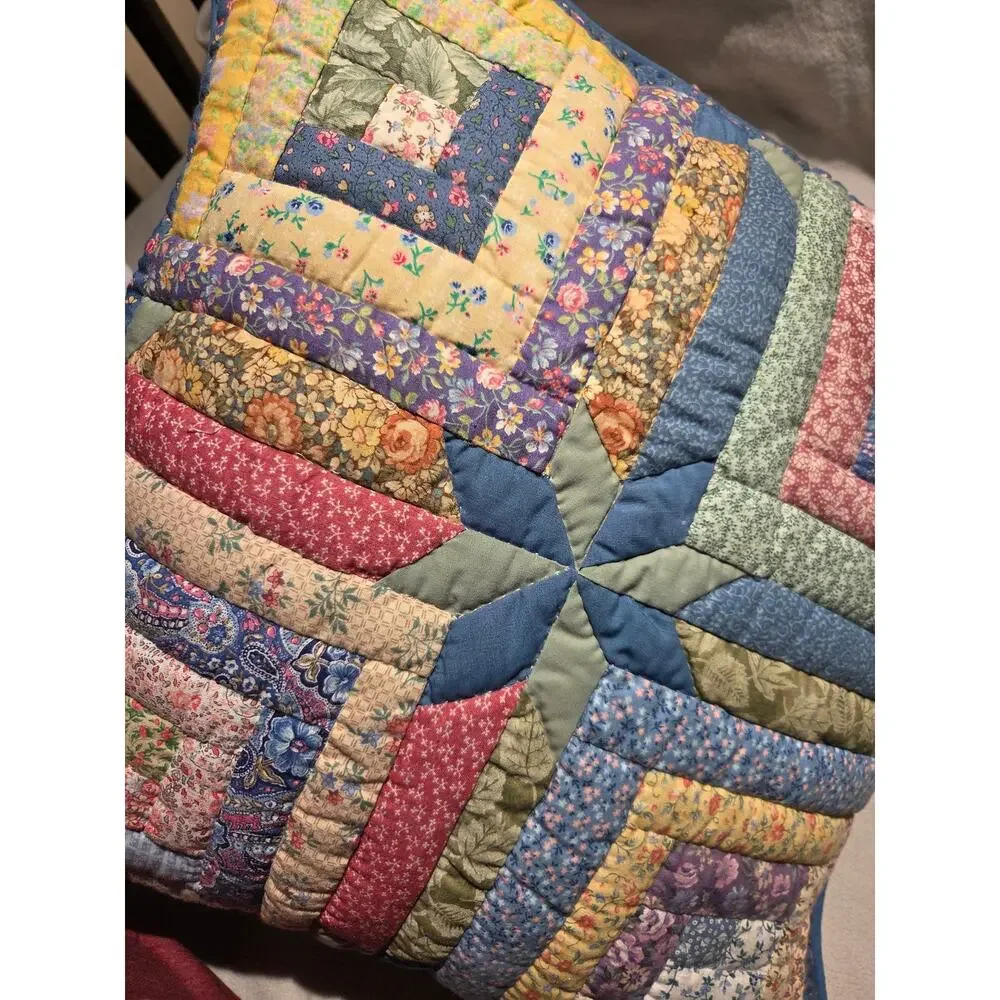 Patchwork Quilt Handmade Accent Throw Couch PILLOW Cottage Core